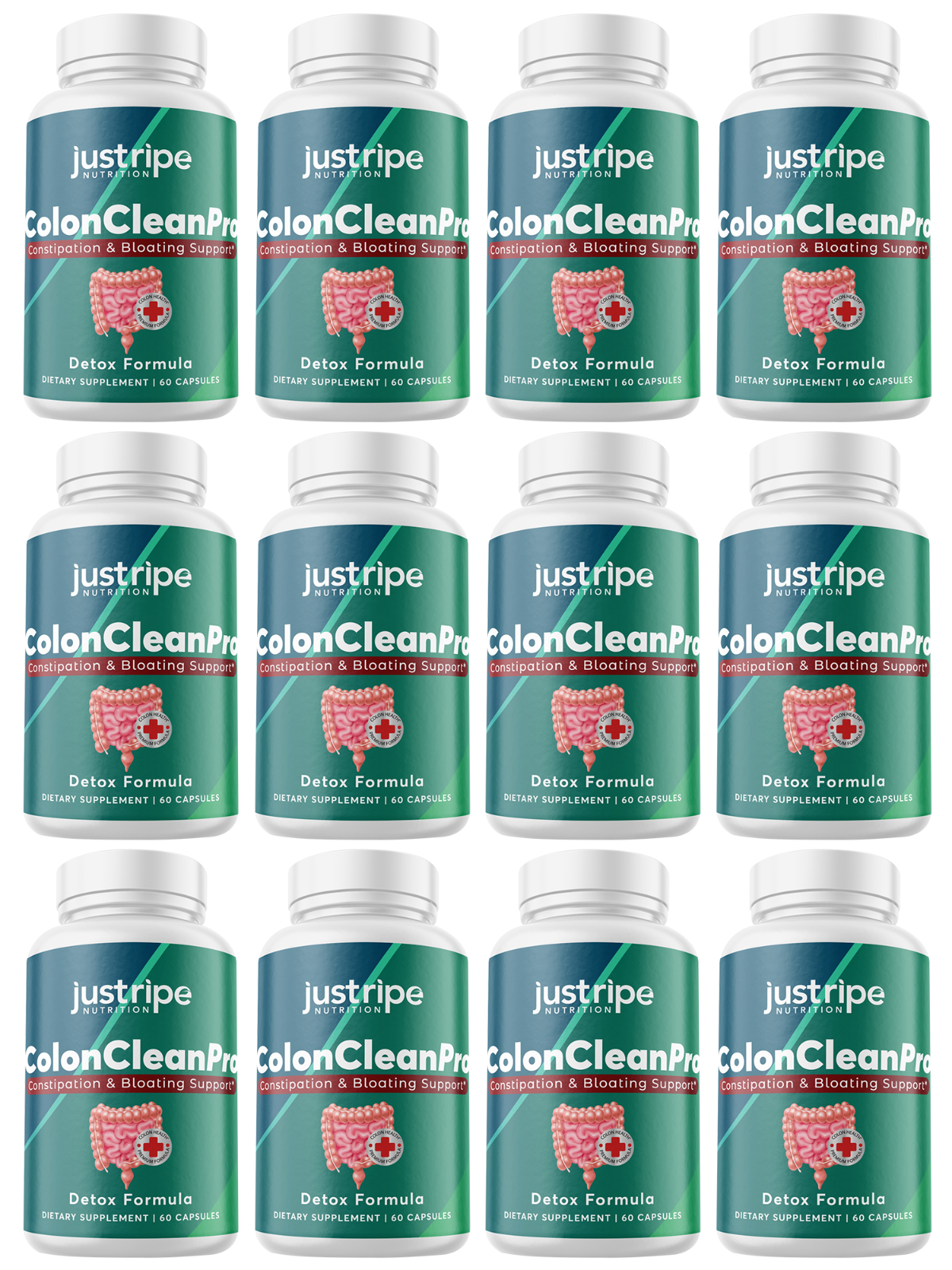 12 Pack Colon Clean Pro Natural Digestive Support Supplement for Gut Health 60ct